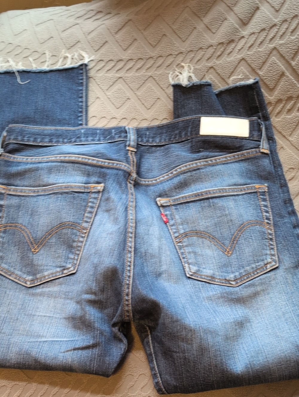 Re/Done 501 Levi's Buttonfly Staightl Dark Indigo Denim Jeans with White Patch - Picture 4 of 16